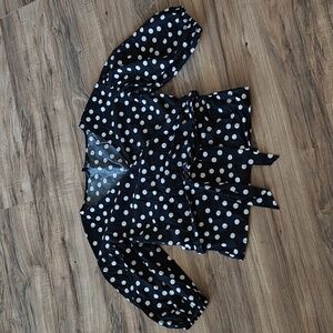 EUC WHBM polka dot wrap blouse